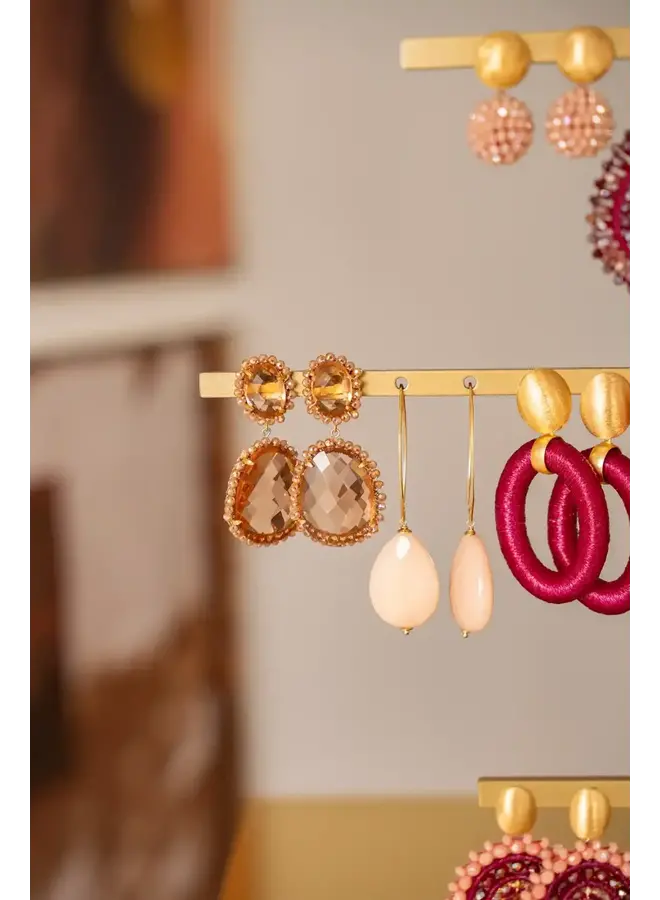 Orange crush PENDANT oorbellen dubbel M