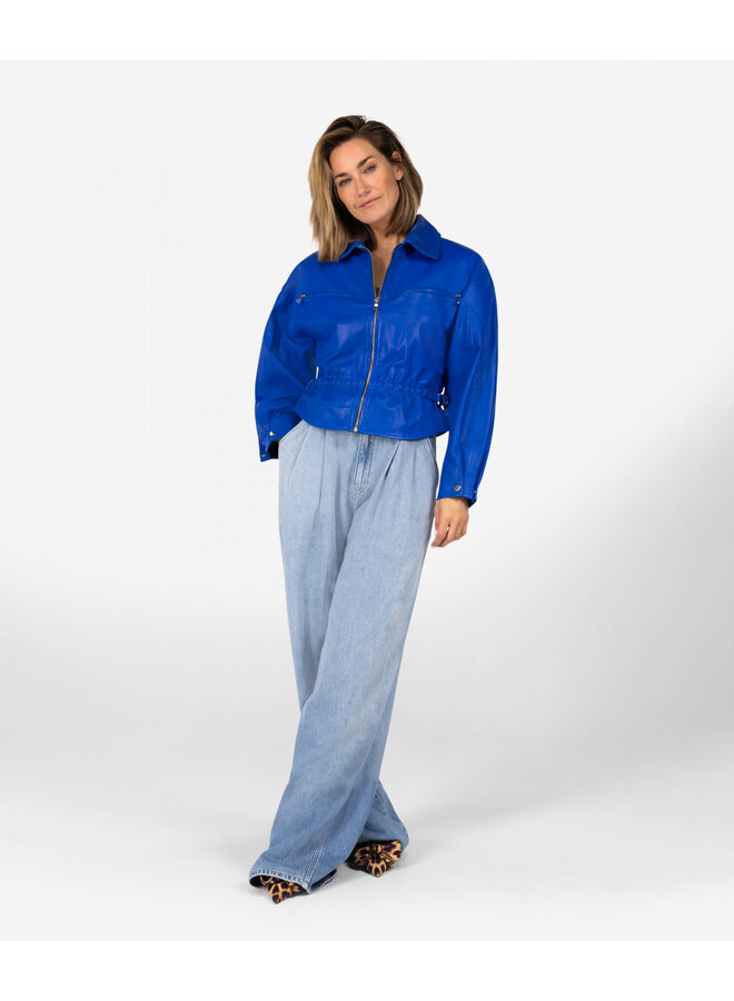 Leather jacket JULES breezy blue