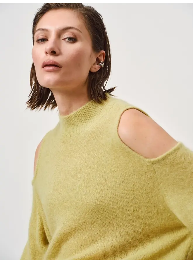 Aviel open shoulder sweater lemon grass