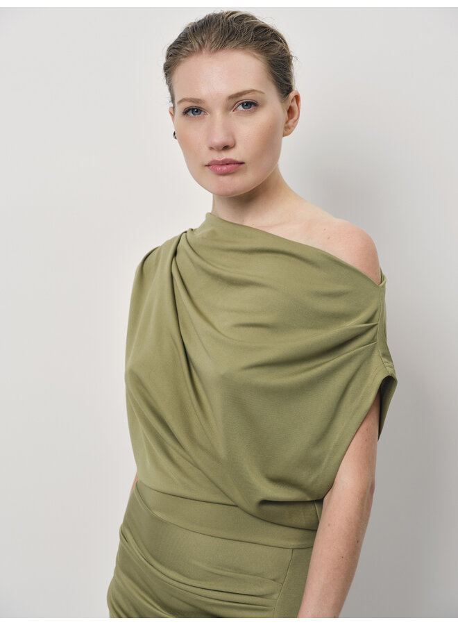Off-shoulder dress JETT olive glow