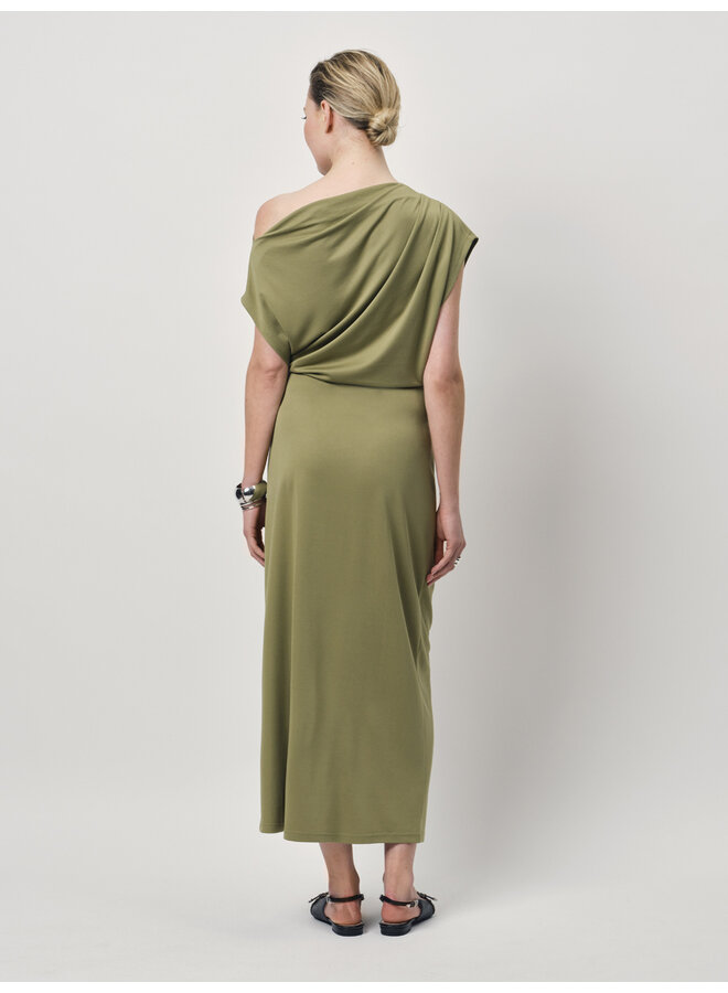 Off-shoulder dress JETT olive glow