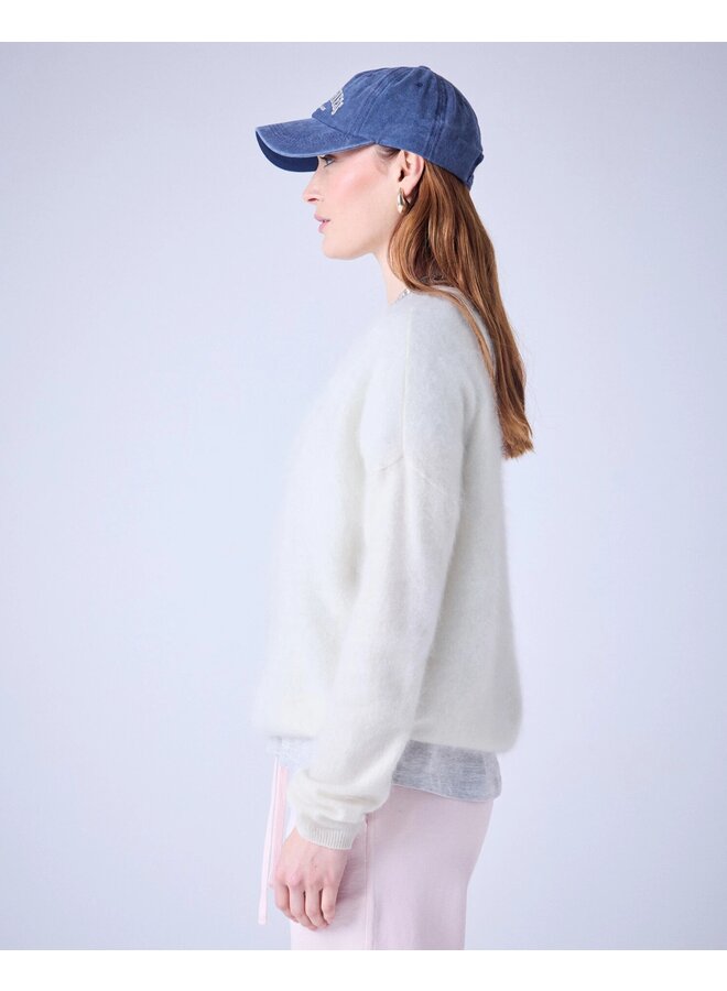 Oversized brushed cashmere sweater SOELI cream