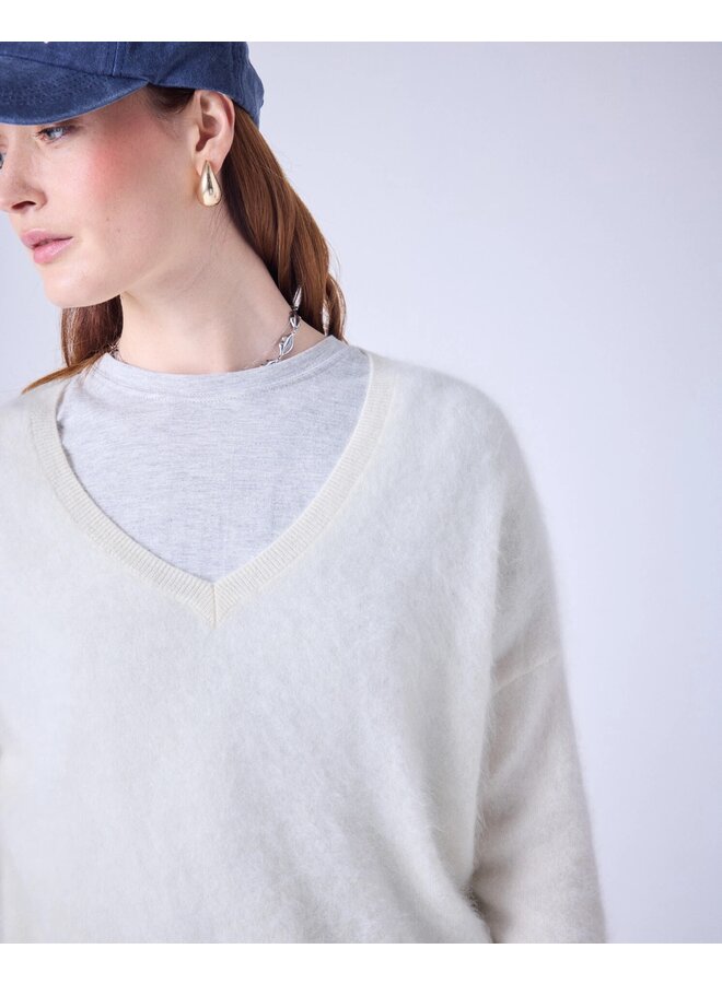Oversized brushed cashmere sweater SOELI cream