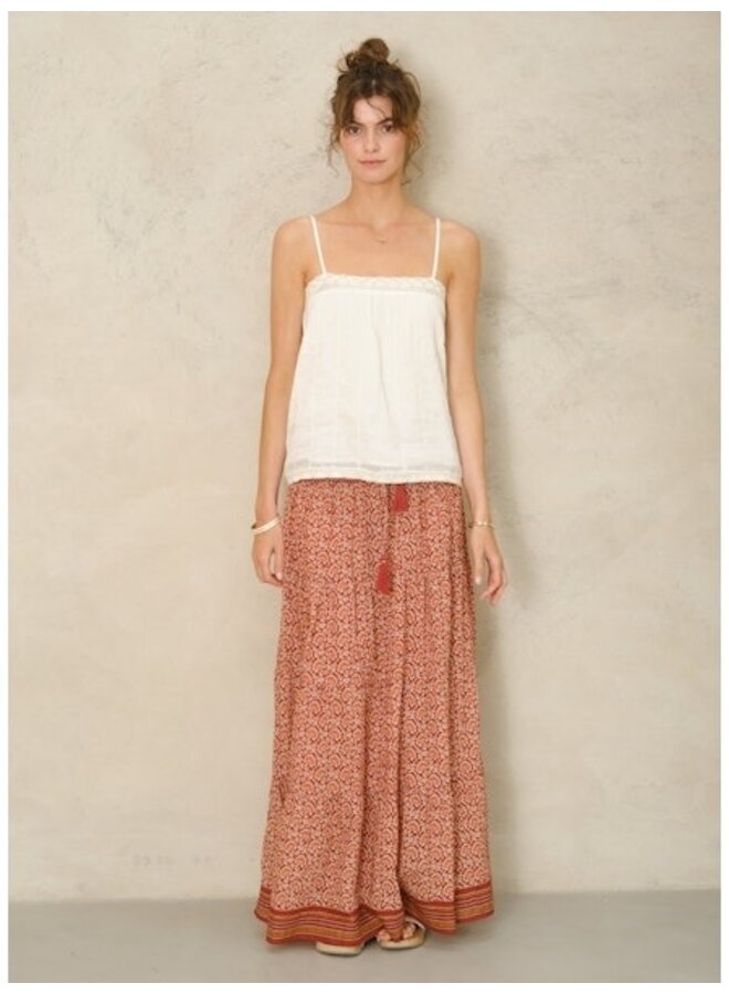 DANA print maxi-skirt red