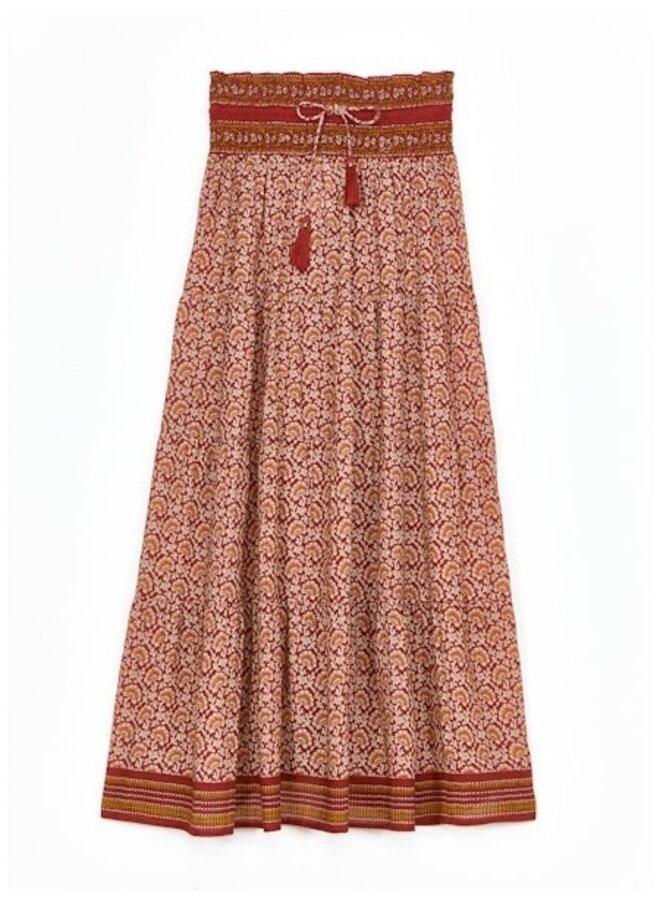 DANA print maxi-skirt red