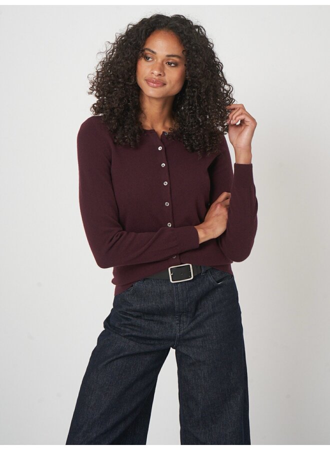 Cashmere cardigan merlot