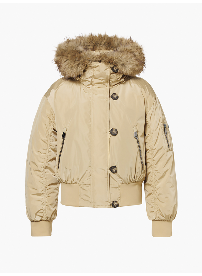 JEANNE ski jacket faux border caramello