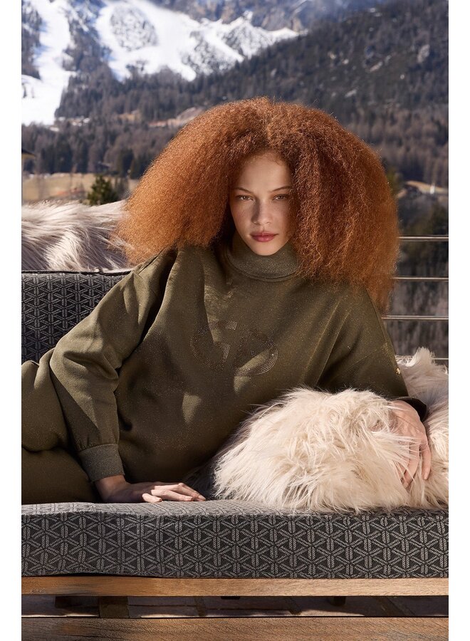 SIZZLE sweater dark olive lurex melange