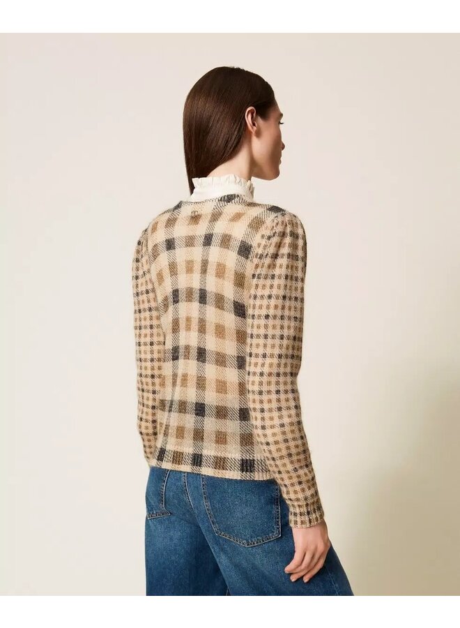 Sweater small check cammello/nero