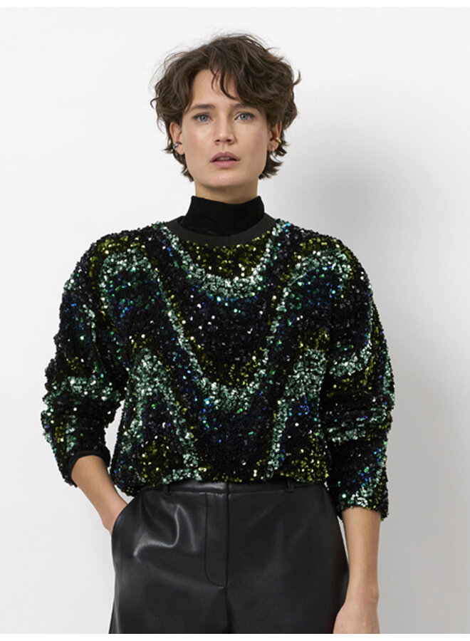 Sequins top LIZY bottle green