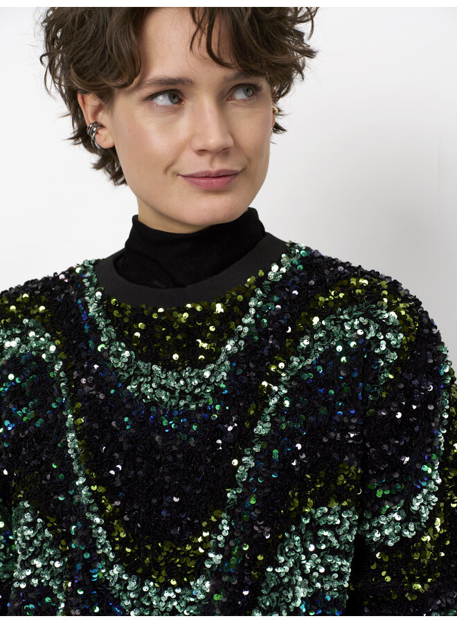 Sequins top LIZY bottle green