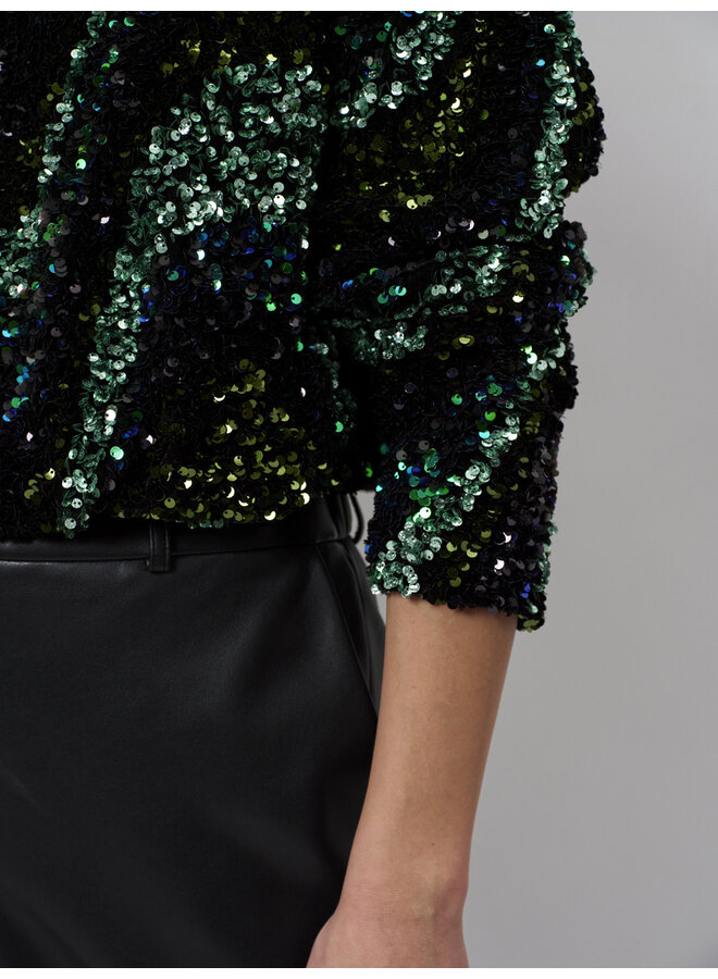 Sequins top LIZY bottle green