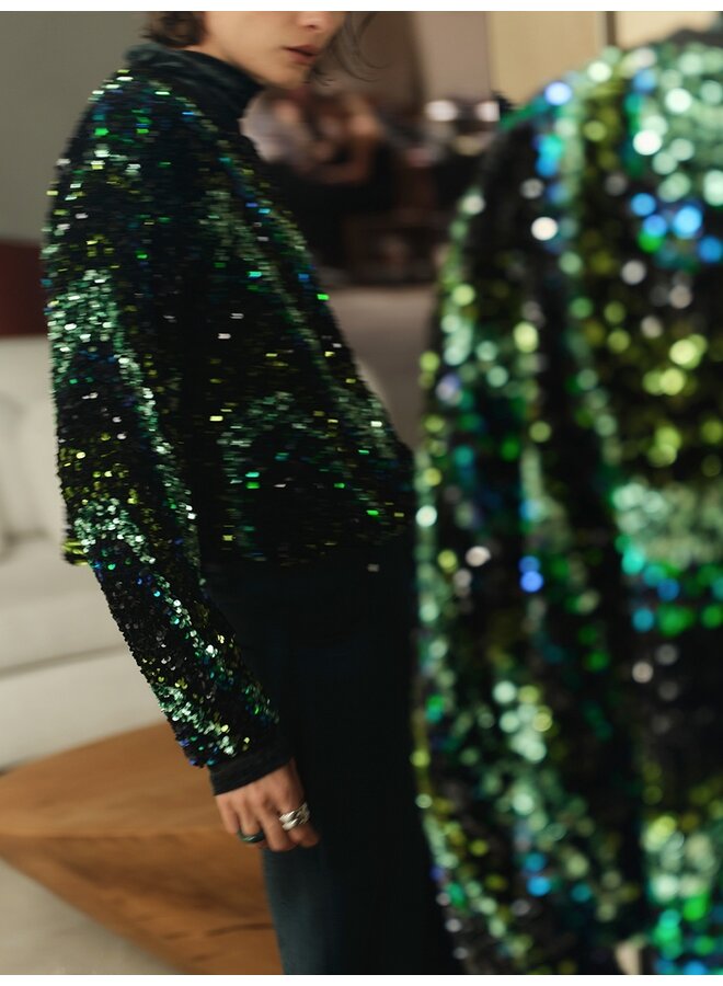 Sequins top LIZY bottle green