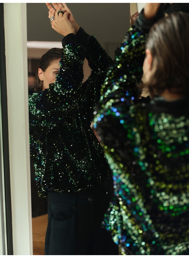 Sequins top LIZY bottle green