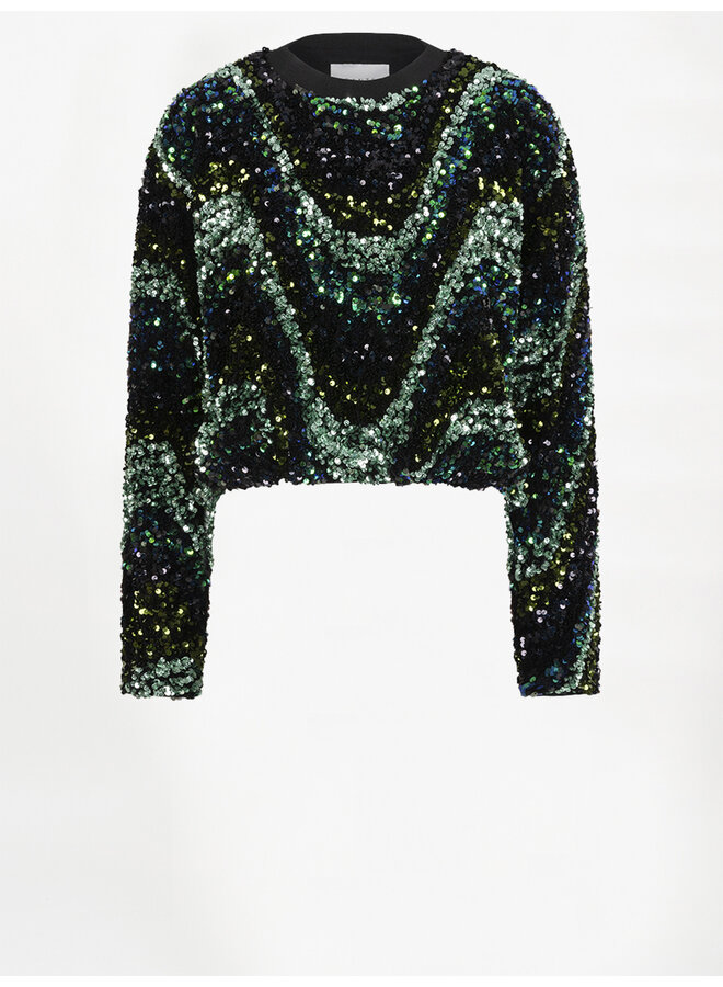 Sequins top LIZY bottle green