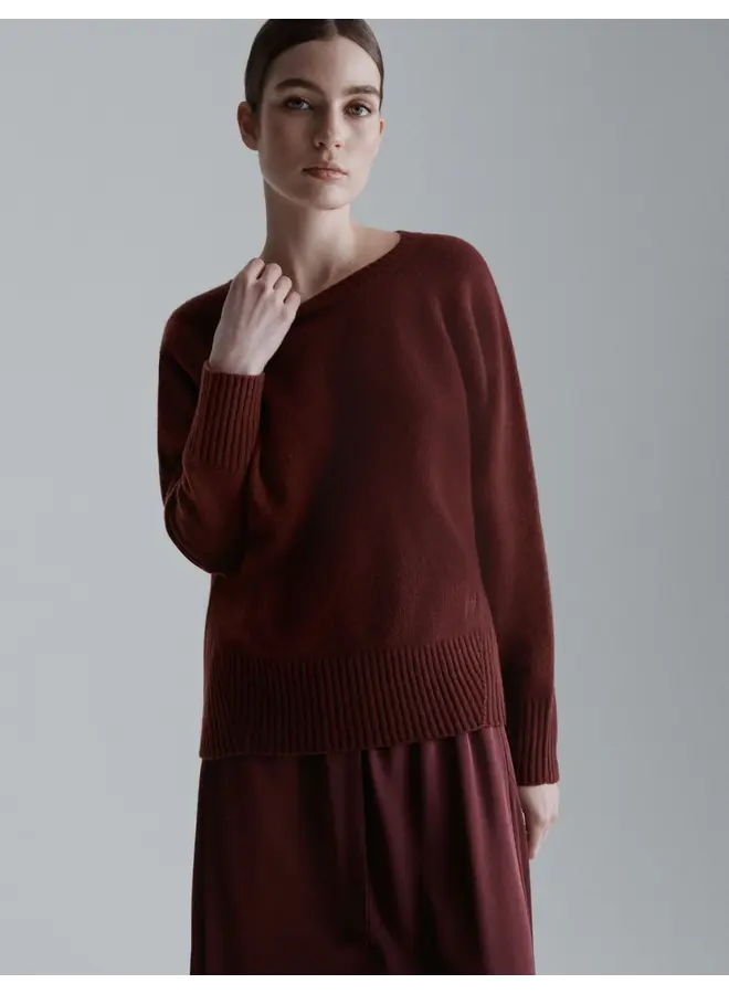 Boxy fit wool sweater CELIA bordeaux