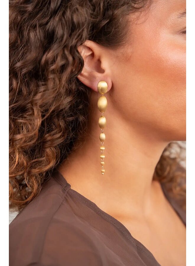 Gouden Oorbellen Waterfall of Stones Large