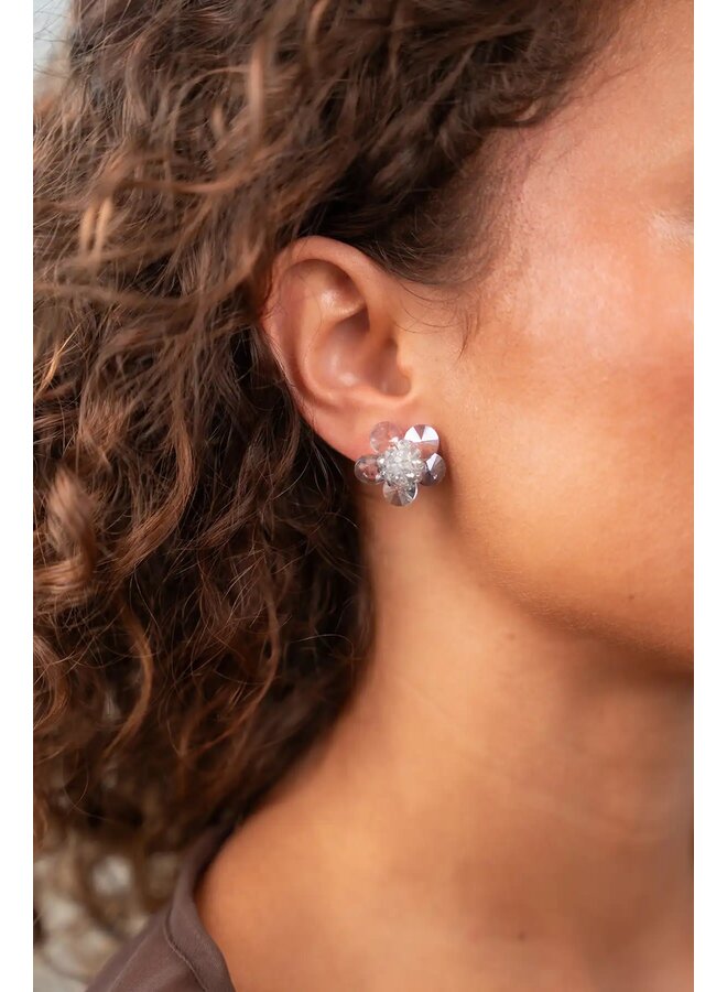 Blauwe Oorbellen Teuntje Flower Stud