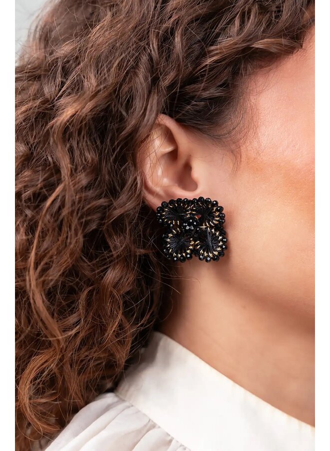 Zwarte Oorbellen Flower Earring S Aster