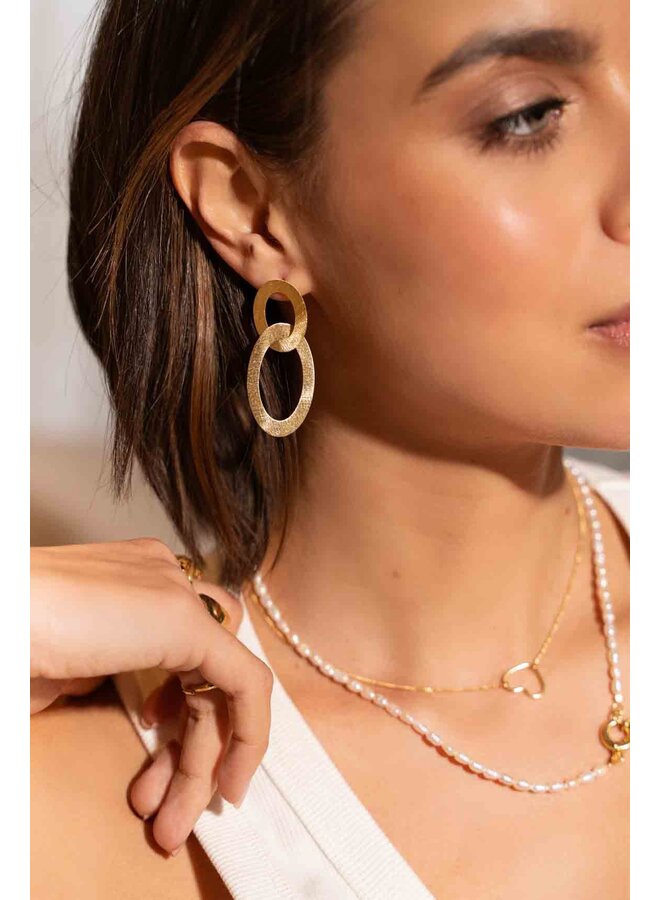 Classic dubbel ovaal satin oorbellen