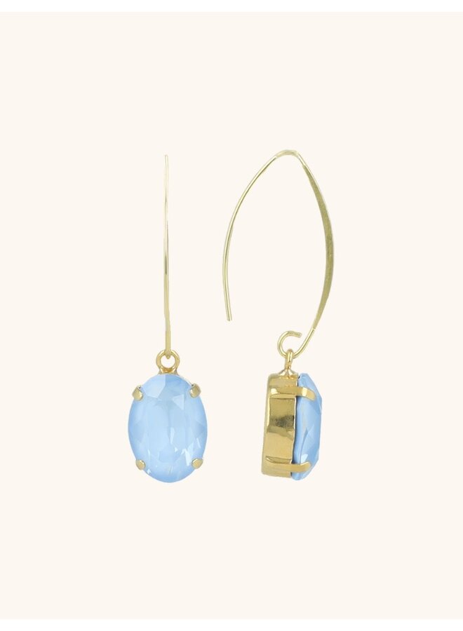 Blauwe Oorbellen Daan Oval Strass