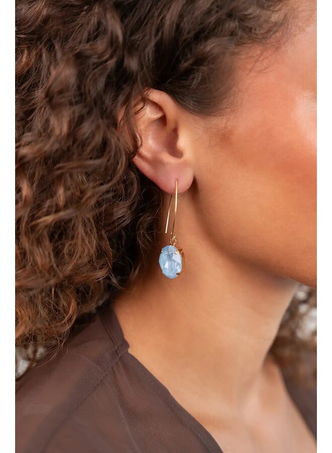 Blauwe Oorbellen Daan Oval Strass