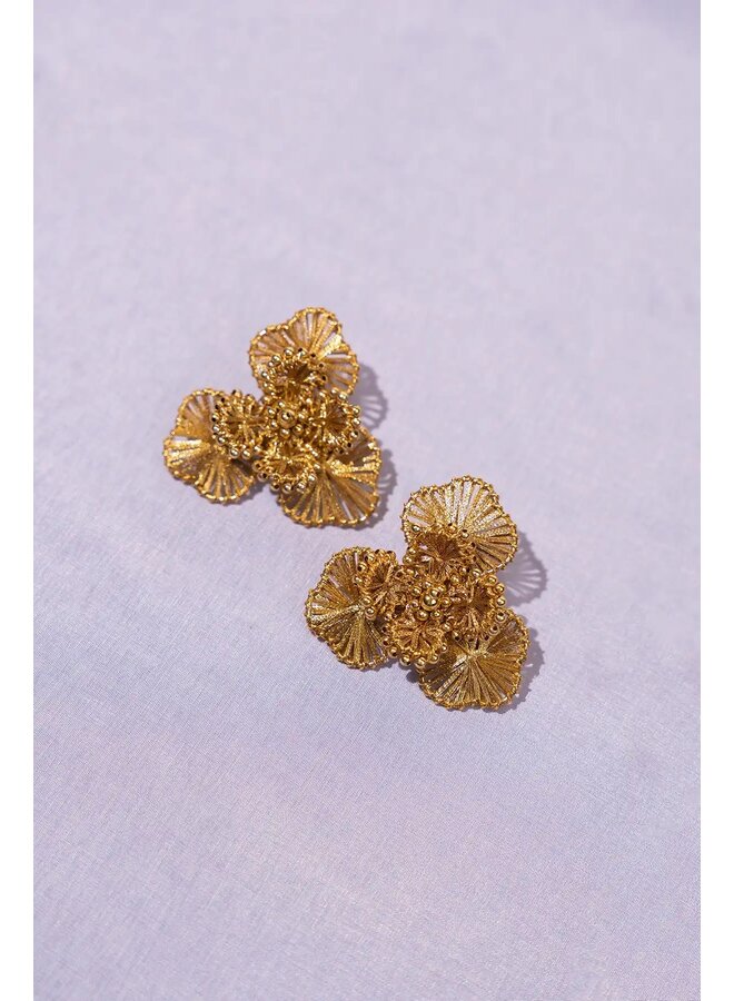 Gold Oorbellen Aster Flower L