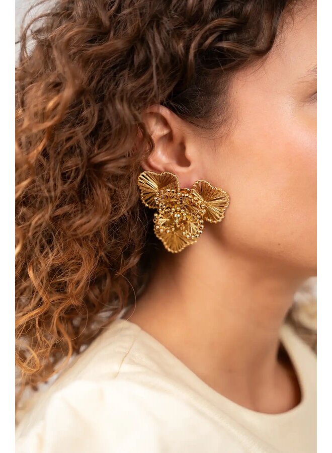 Gold Oorbellen Aster Flower L