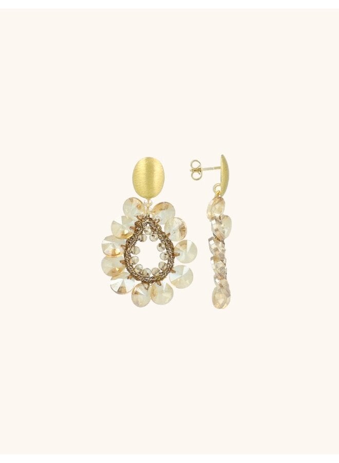 Beige Oorbellen Susan Flower Drop