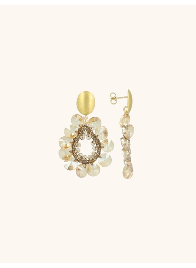 Beige Oorbellen Susan Flower Drop