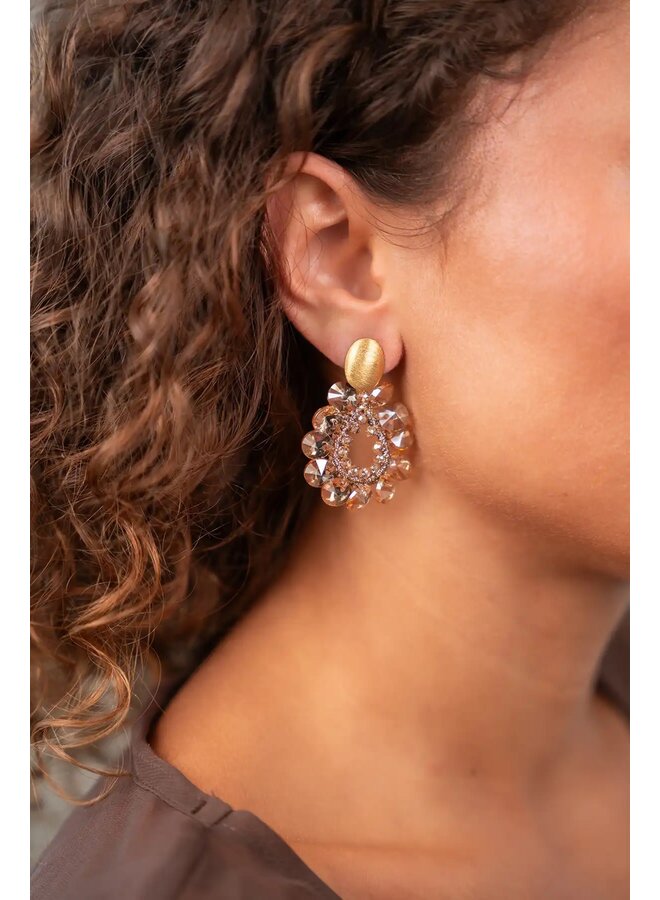 Beige Oorbellen Susan Flower Drop