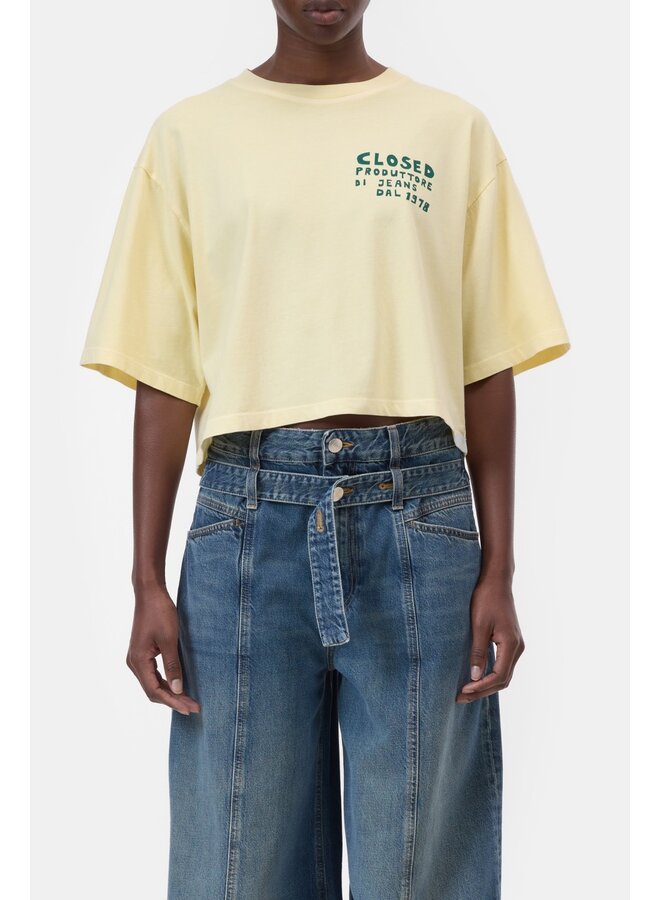 Cropped t-shirt soft lemon