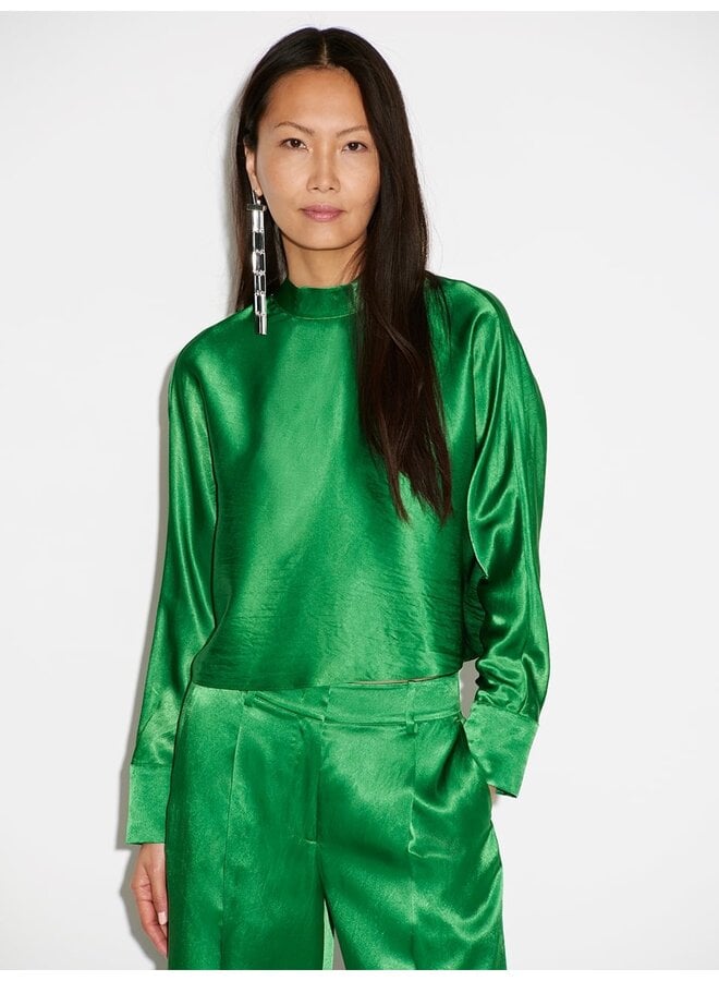 Satin bow top LORELLE ultra green