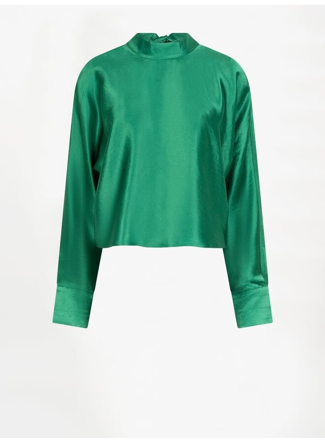 Satin bow top LORELLE ultra green