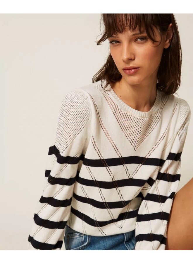 Striped jumper white/blue