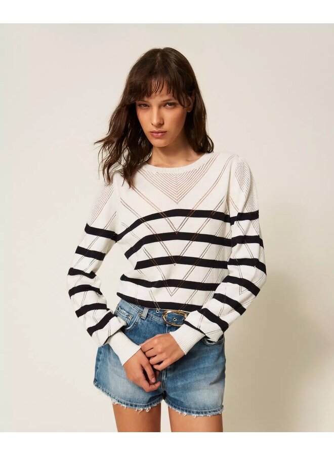 Striped jumper white/blue