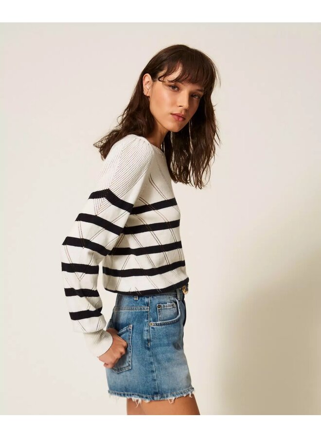 Striped jumper white/blue