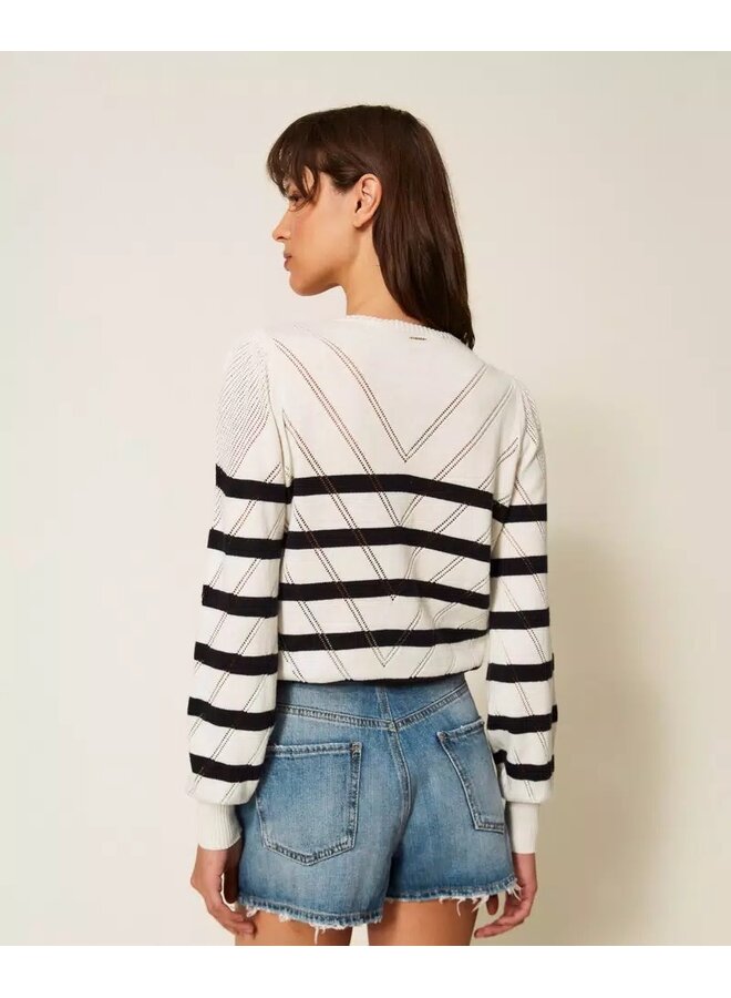 Striped jumper white/blue