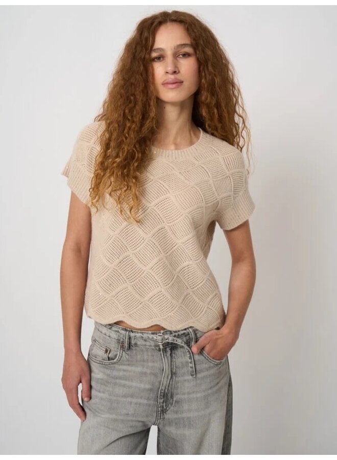 Cashmere top ajourgebreid natural