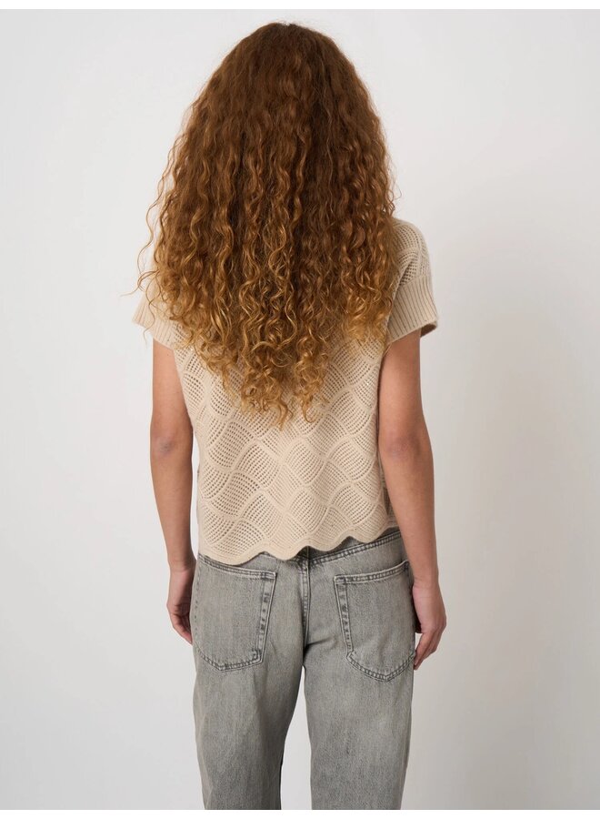 Cashmere top ajourgebreid natural