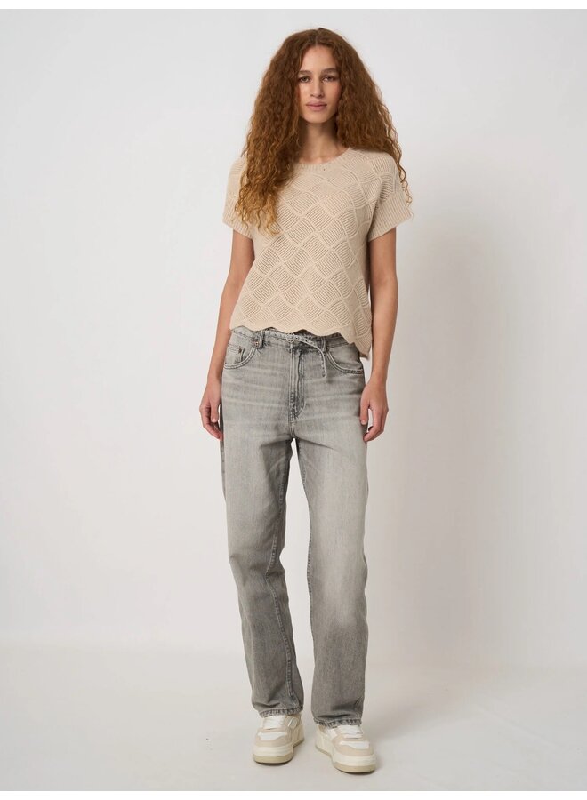 Cashmere top ajourgebreid natural