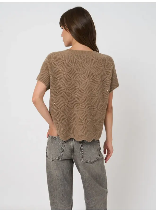 Cashmere top ajourgebreid chestnut