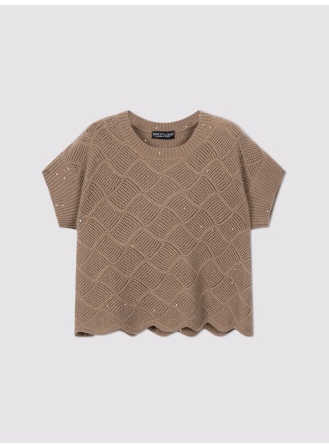 Cashmere top ajourgebreid chestnut