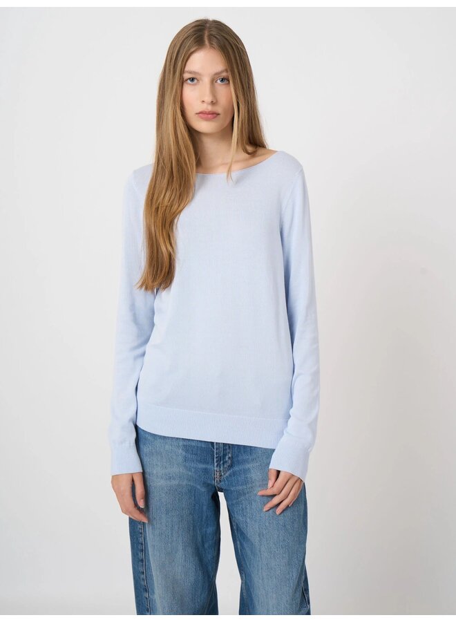 Cotton/viscose trui met boothals ocean