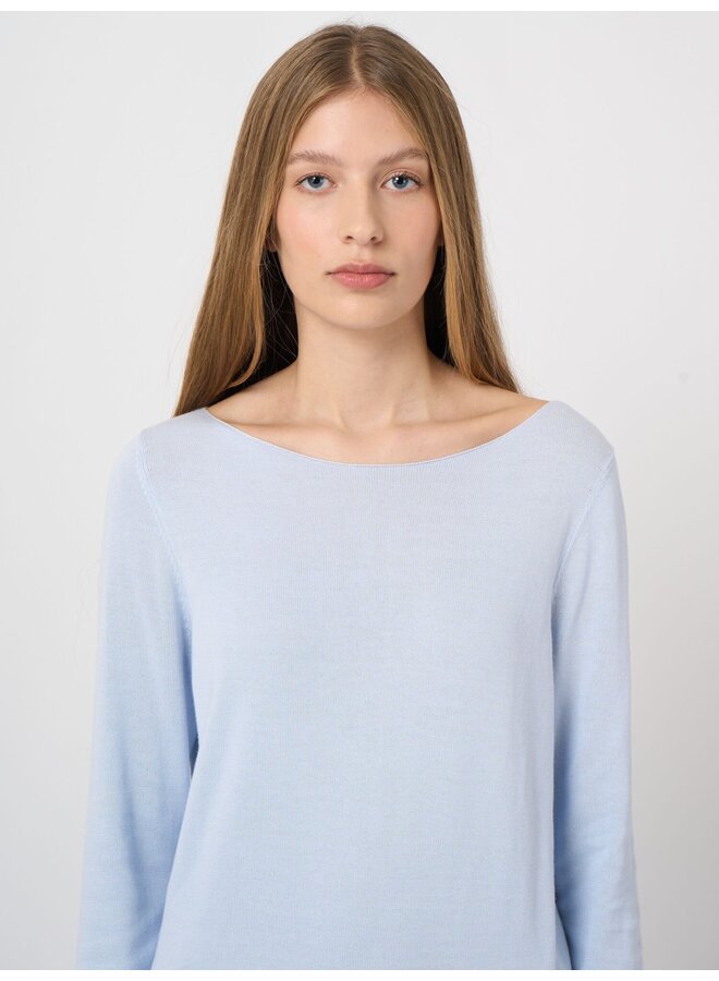 Cotton/viscose trui met boothals ocean