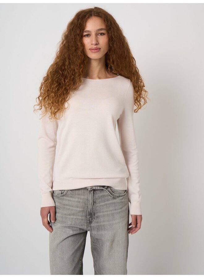 Cotton/viscose trui met boothals gloss