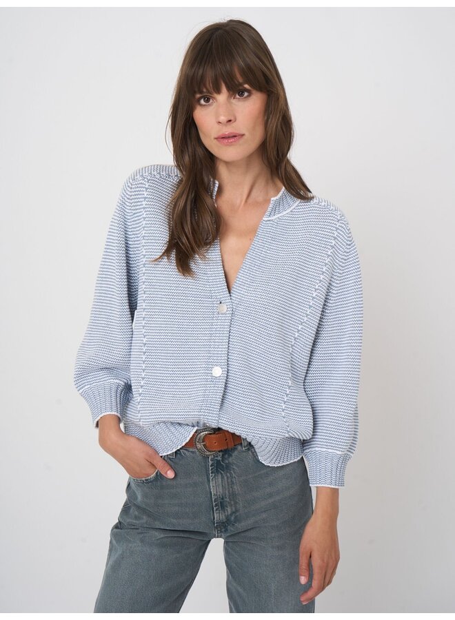 Striped cotton cardigan denim