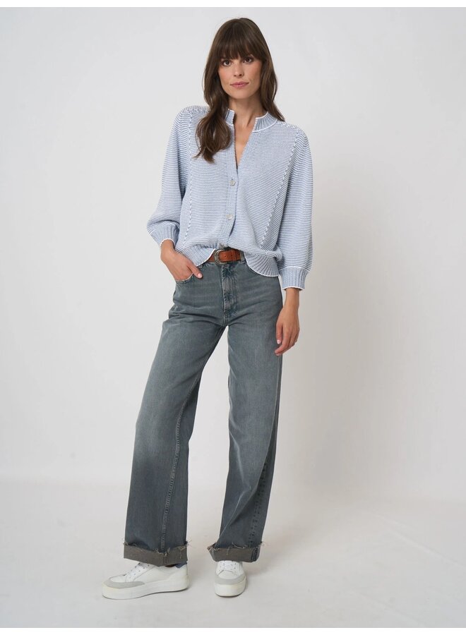 Striped cotton cardigan denim