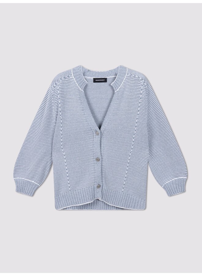 Striped cotton cardigan denim