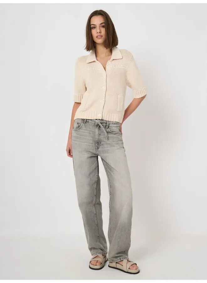 Cotton cardigan polo ivory